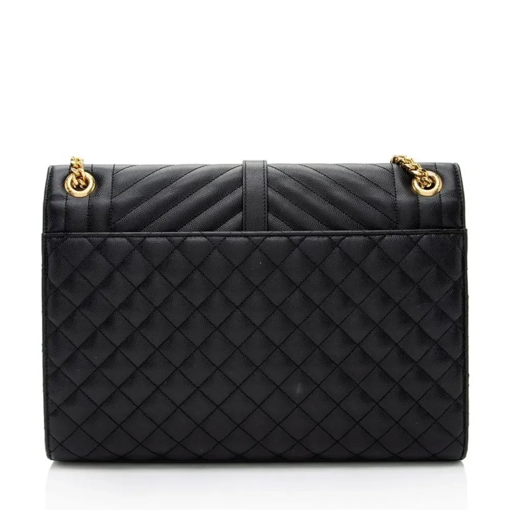 Saint Laurent Mixed Matelasse Grain de Poudre Monogram Large Envelope Bag - Picture 3 of 15
